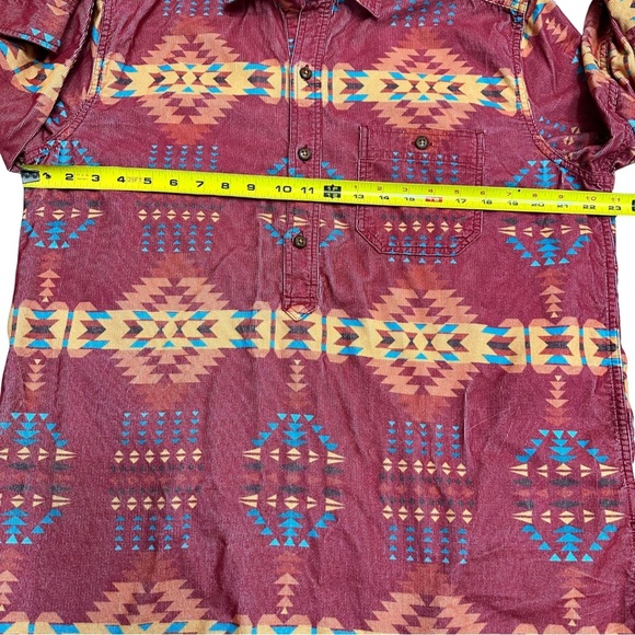 Territory Ahead Red Orange Papagayo Corduroy Popover Shirt Medium Southwestern - Picture 5 of 7